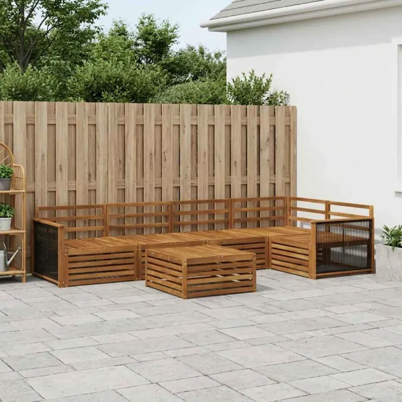 Lauko sofos komplektas 6 pcs Natūrali Kietos akacijos mediena