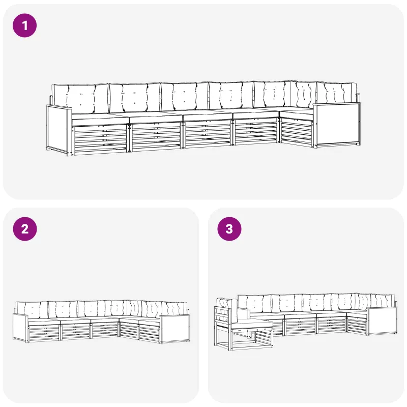 Lauko sofos komplektas su pagalve 6 pcs Natūralus ir bežinis