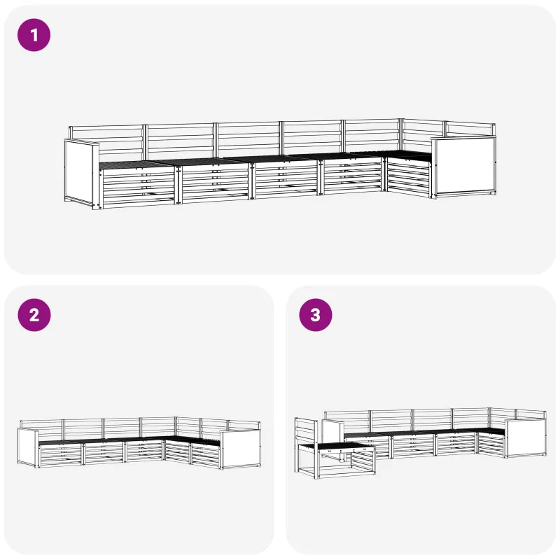 Lauko sofos komplektas 6 pcs Natūrali Kietos akacijos mediena