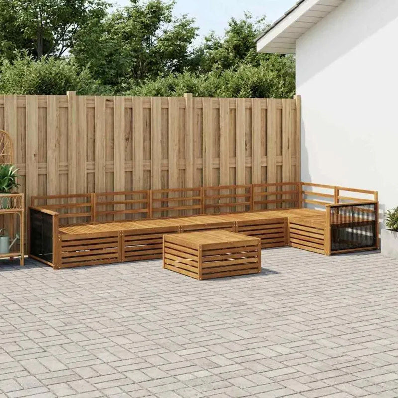 Lauko sofos komplektas 7 pcs Natūrali Kietos akacijos mediena