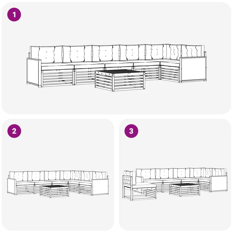 Lauko sofos komplektas su pagalve 7 pcs Natūralus ir bežinis