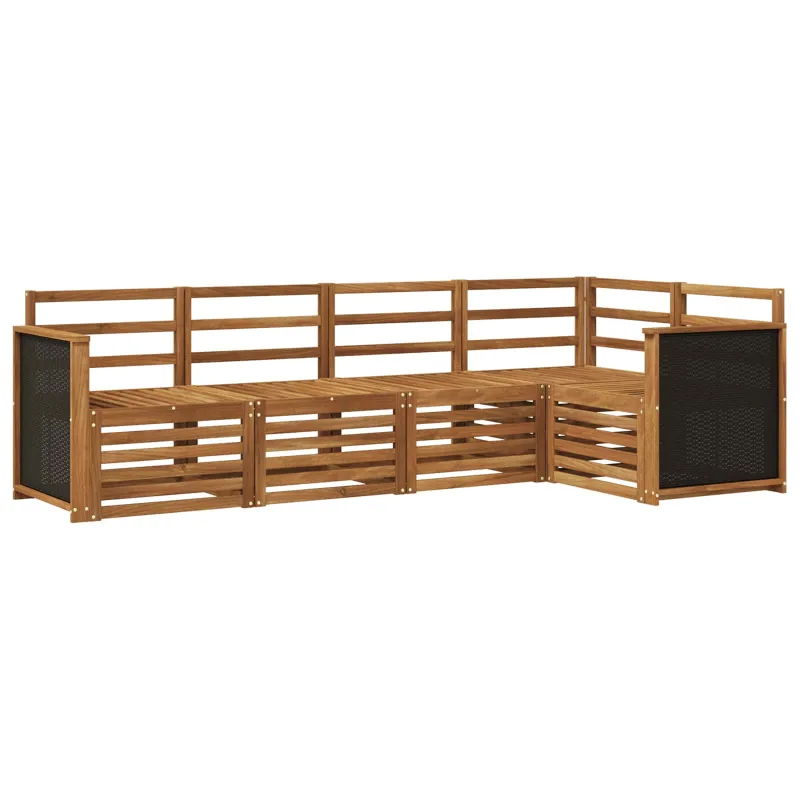 Sekcijos sofų komplektas 4 pcs Natūrali Kietos akacijos mediena