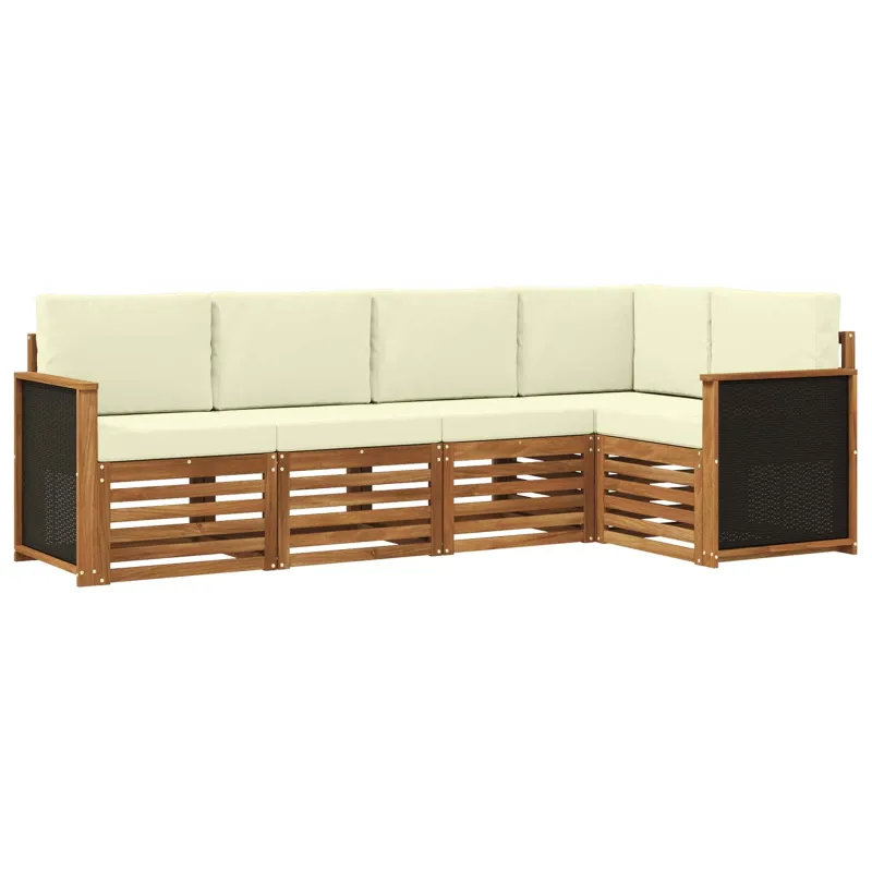 Sekcijos sofų komplektas 4 pcs Natūralus ir grietinėlė