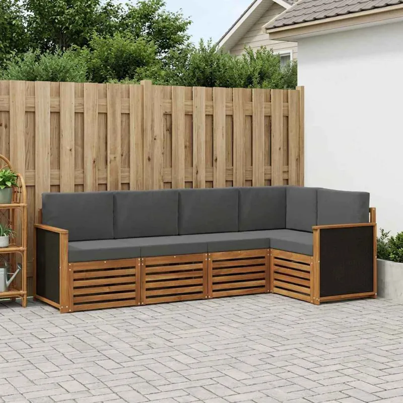 Sekcijos sofų komplektas 4 pcs Natūralus ir antracitas