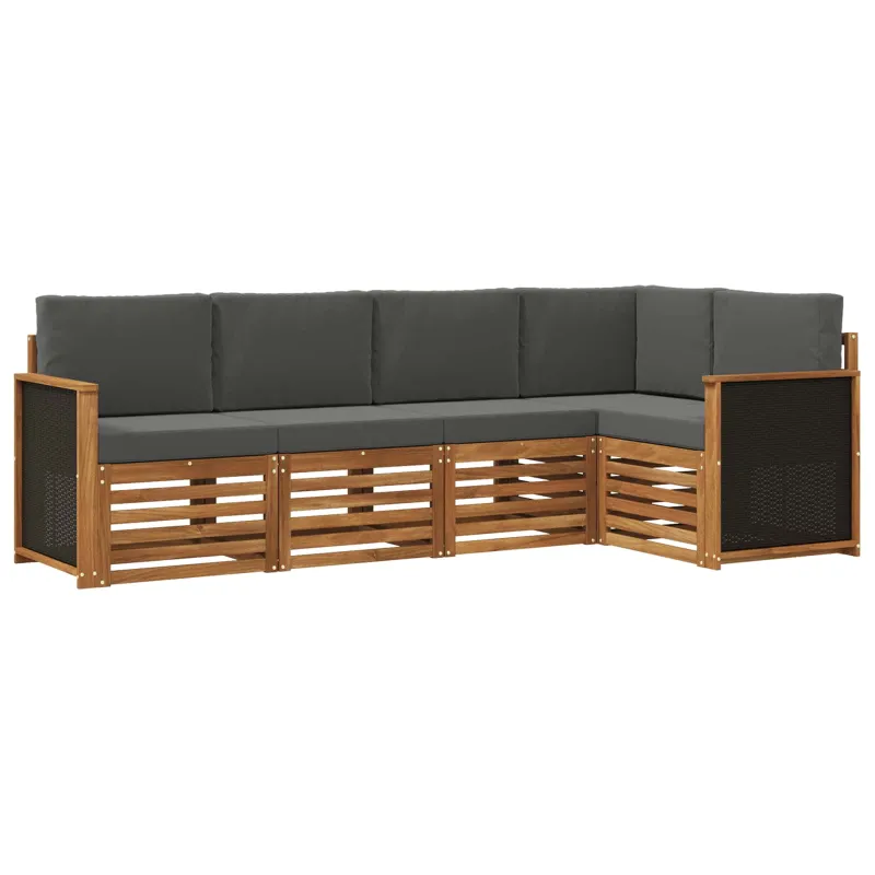 Sekcijos sofų komplektas 4 pcs Natūralus ir antracitas