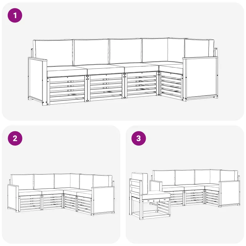 Sekcijos sofų komplektas su pagalve 4 pcs Natūrali