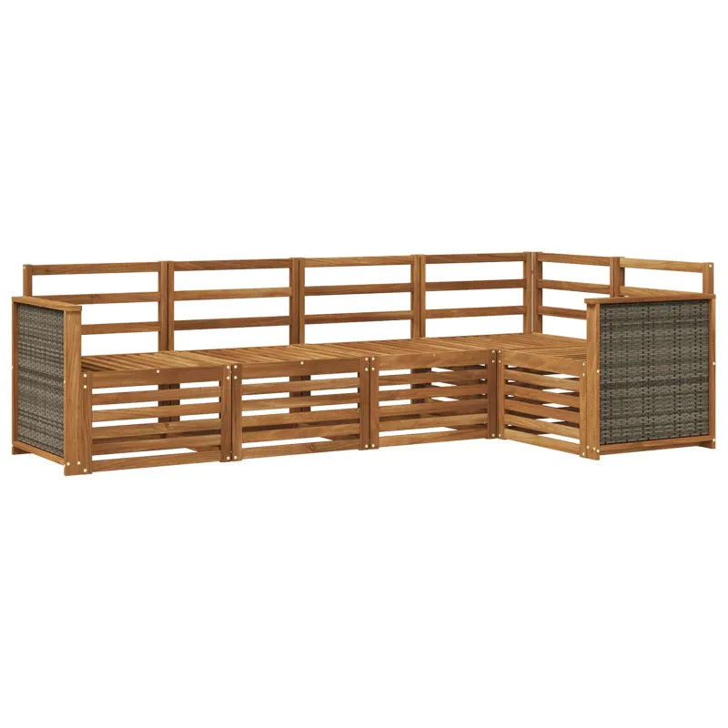 Sekcijos sofų komplektas 4 pcs Natūrali Kietos akacijos mediena
