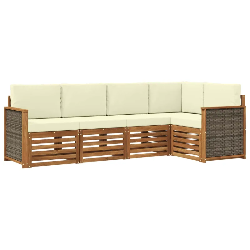 Sekcijos sofų komplektas 4 pcs Natūralus ir grietinėlė