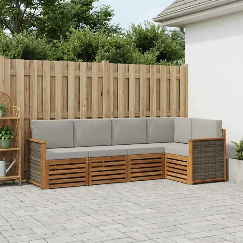 Sekcijos sofų komplektas 4 pcs Natūrali ir šviesiai pilka