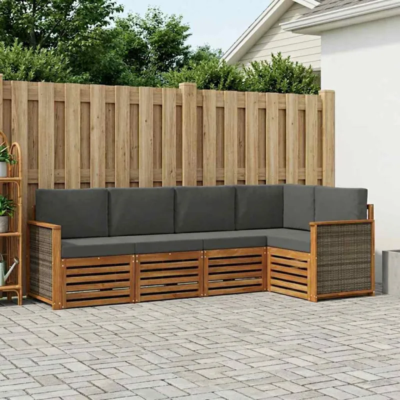 Sekcijos sofų komplektas 4 pcs Natūralus ir antracitas