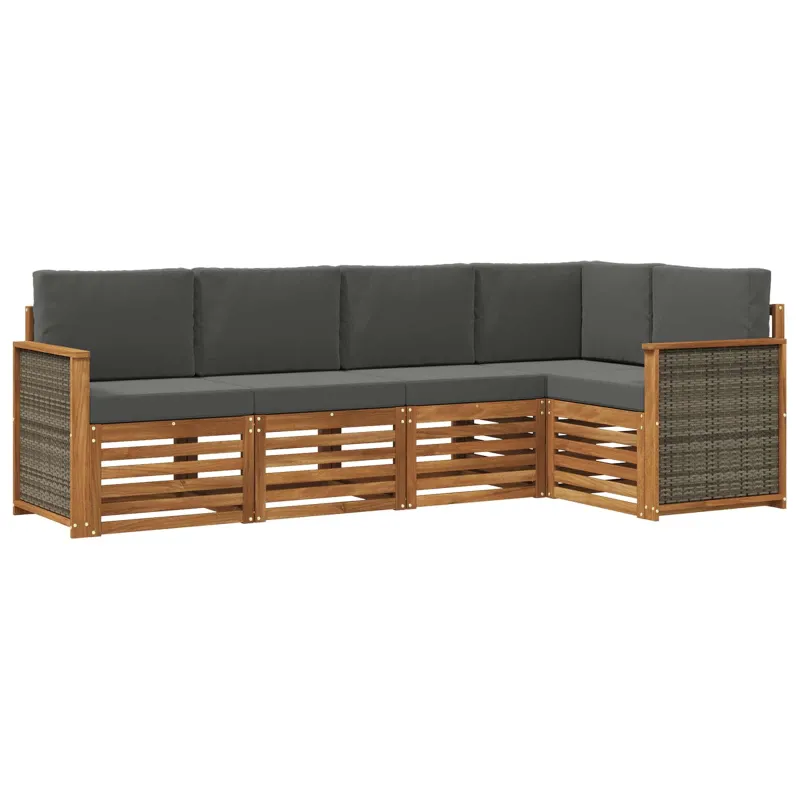 Sekcijos sofų komplektas 4 pcs Natūralus ir antracitas