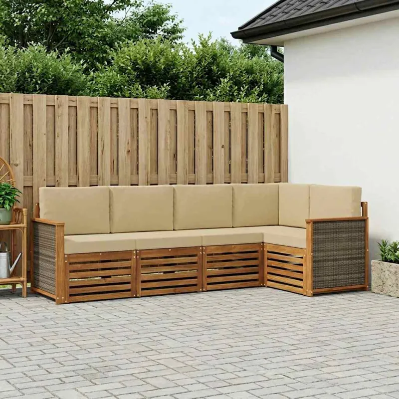 Sekcijos sofų komplektas su pagalve 4 pcs Natūrali