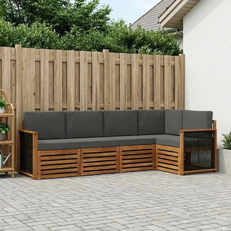 Sekcijos sofų komplektas 4 pcs Natūralus ir antracitas