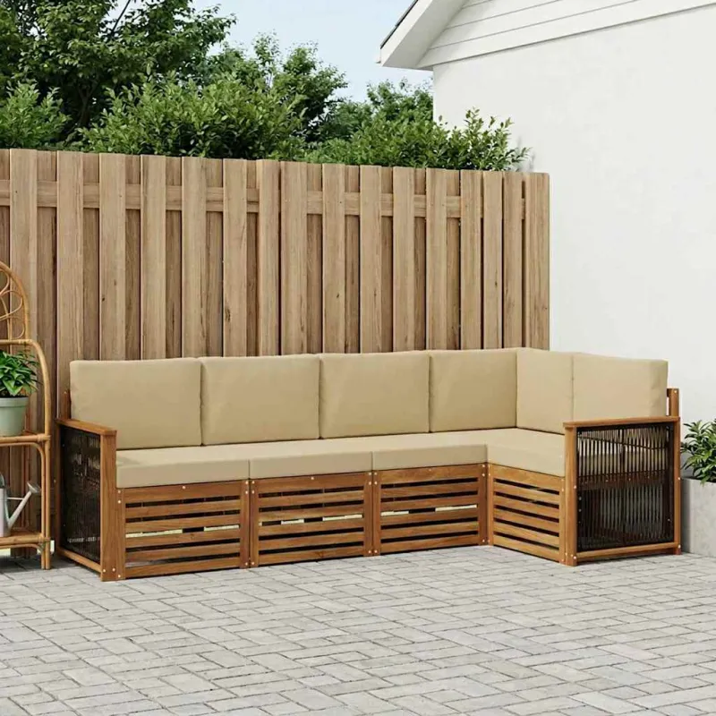 Sekcijos sofų komplektas su pagalve 4 pcs Natūrali