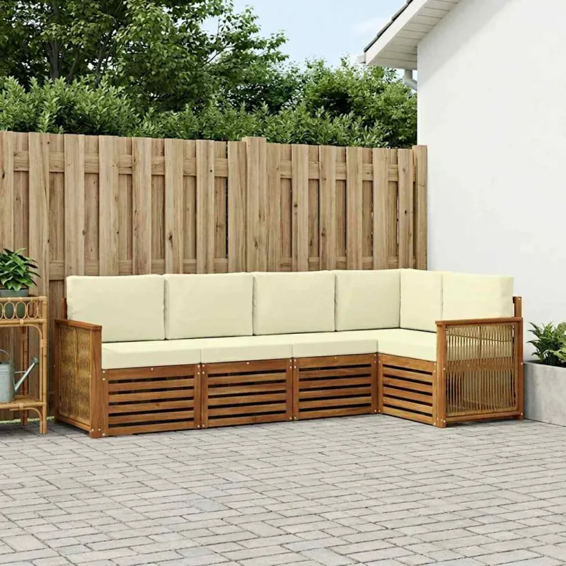 Sekcijos sofų komplektas 4 pcs Natūralus ir grietinėlė