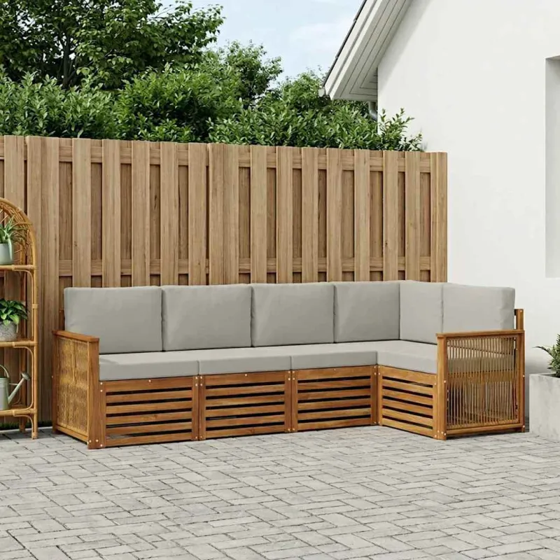 Sekcijos sofų komplektas 4 pcs Natūrali ir šviesiai pilka