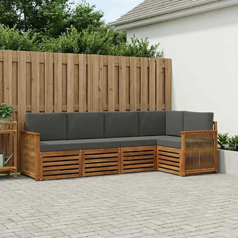 Sekcijos sofų komplektas 4 pcs Natūralus ir antracitas