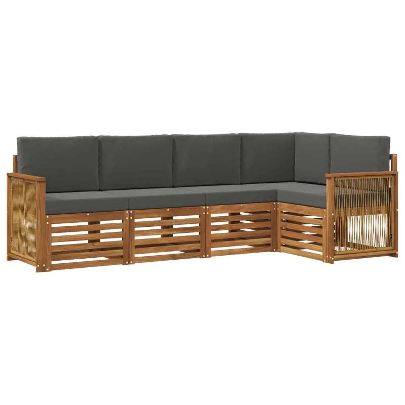 Sekcijos sofų komplektas 4 pcs Natūralus ir antracitas