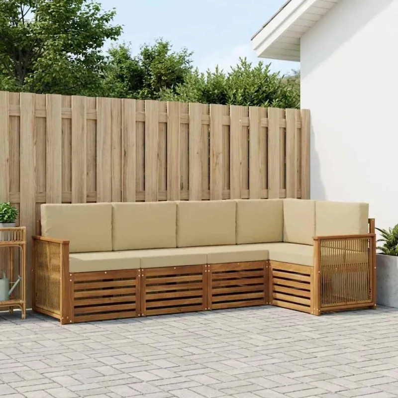 Sekcijos sofų komplektas su pagalve 4 pcs Natūrali