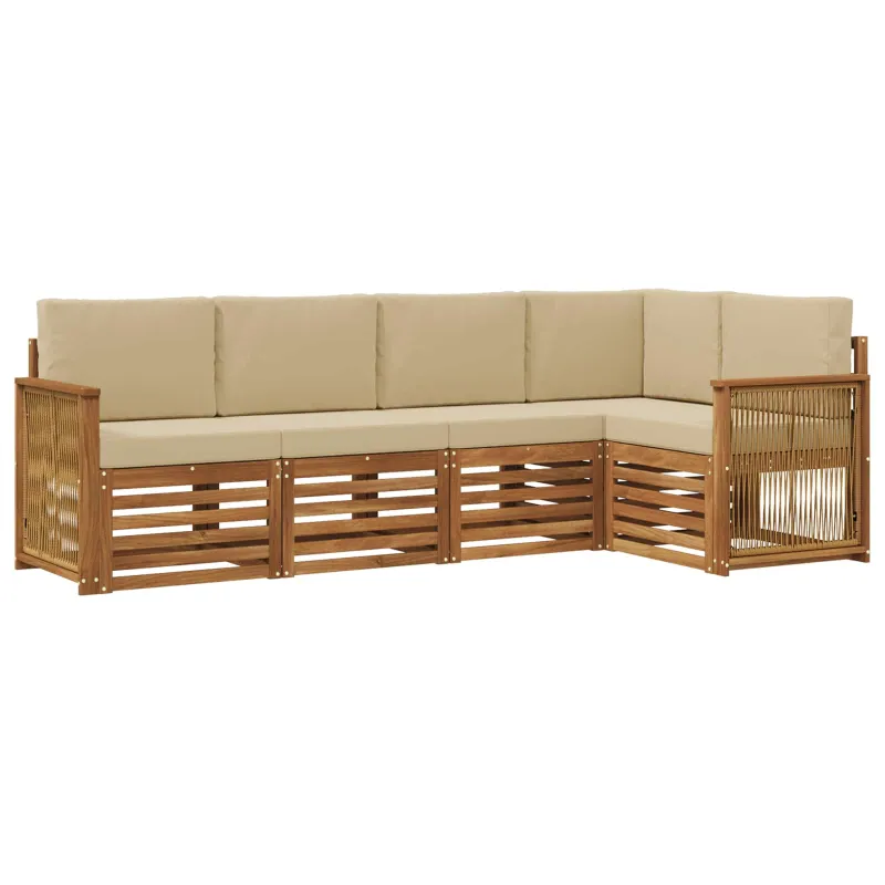 Sekcijos sofų komplektas su pagalve 4 pcs Natūrali