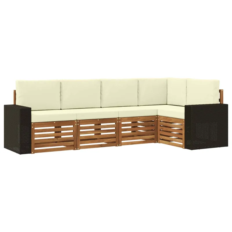 Sekcijos sofų komplektas 5 pcs Natūralus ir grietinėlė