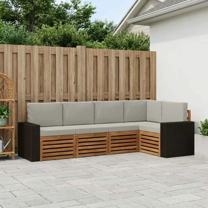 Sekcijos sofų komplektas 5 pcs Natūrali ir šviesiai pilka