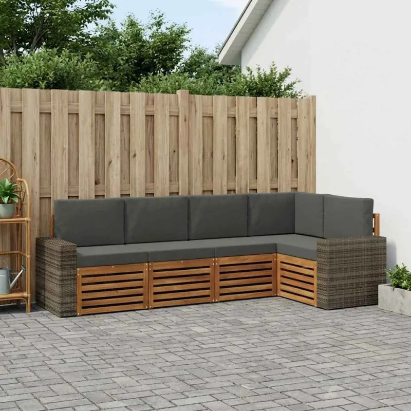 Sekcijos sofų komplektas 5 pcs Natūralus ir antracitas