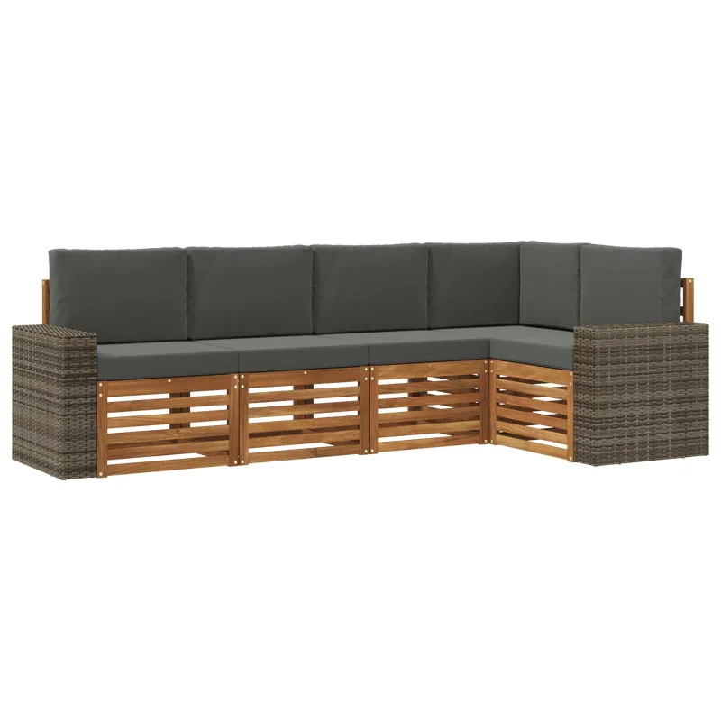 Sekcijos sofų komplektas 5 pcs Natūralus ir antracitas