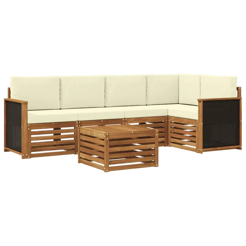 Sekcijos sofų komplektas 5 pcs Natūralus ir grietinėlė