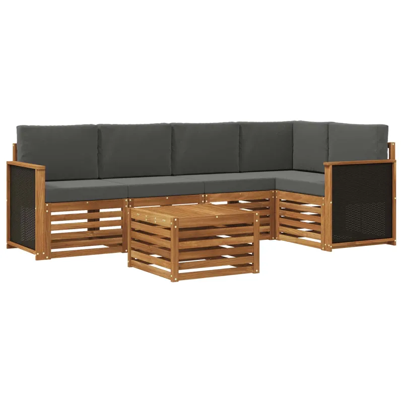 Sekcijos sofų komplektas 5 pcs Natūralus ir antracitas