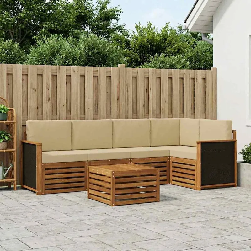 Sekcijos sofų komplektas su pagalve 5 pcs Natūrali