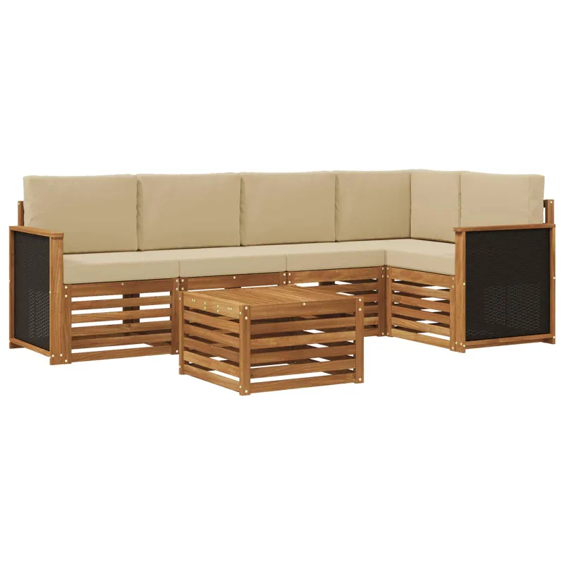 Sekcijos sofų komplektas su pagalve 5 pcs Natūrali
