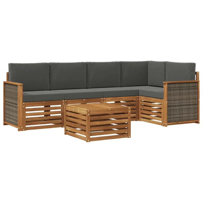 Sekcijos sofų komplektas 5 pcs Natūralus ir antracitas