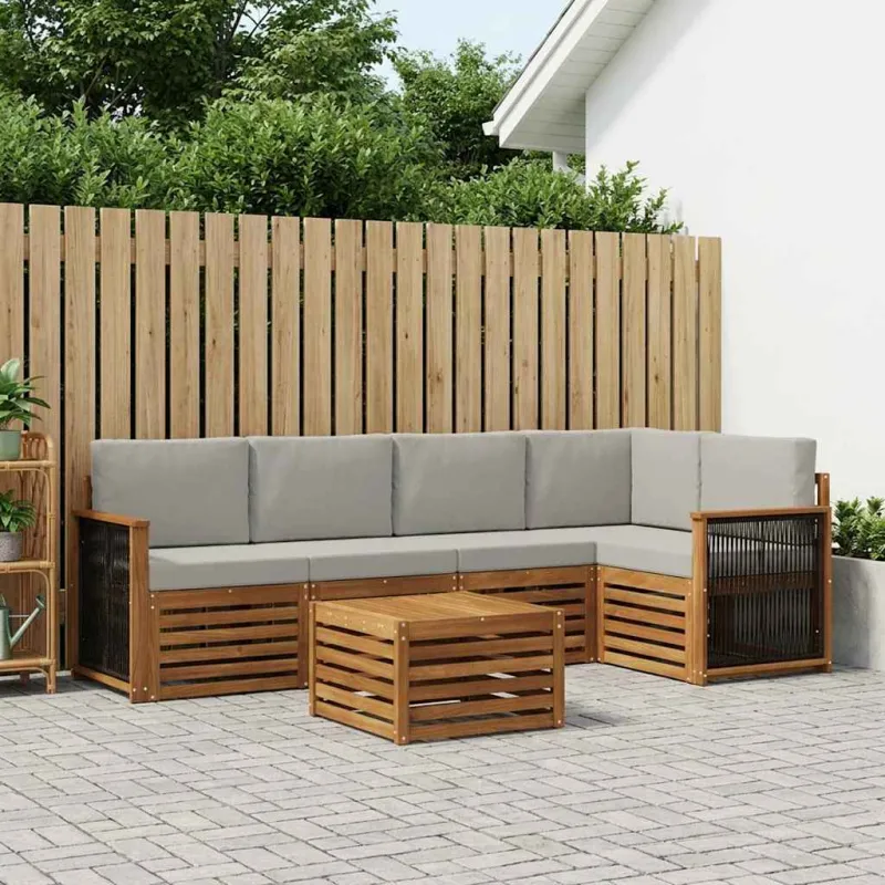 Sekcijos sofų komplektas 5 pcs Natūrali ir šviesiai pilka