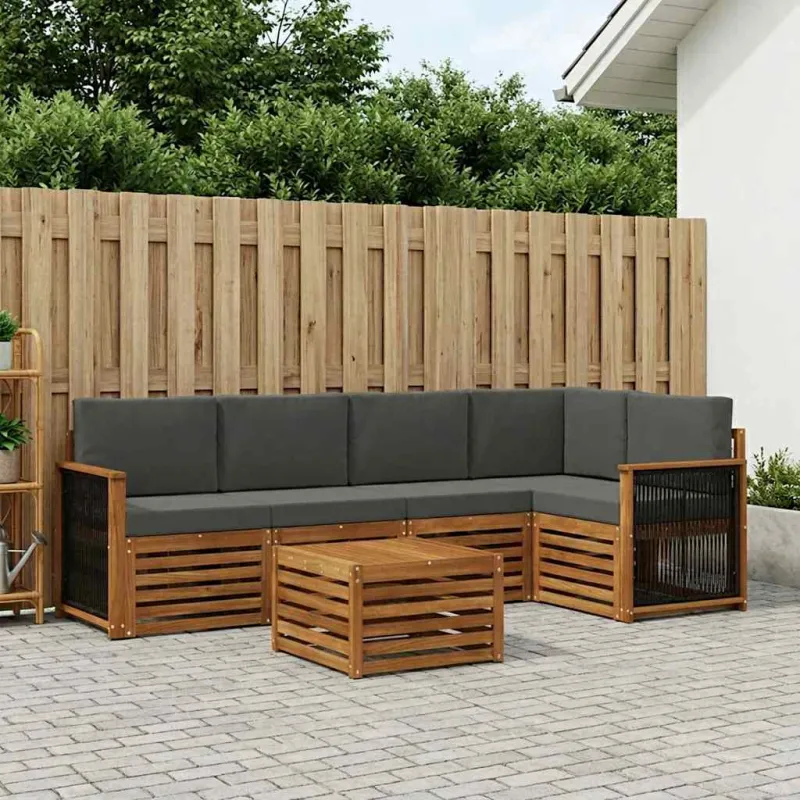 Sekcijos sofų komplektas 5 pcs Natūralus ir antracitas