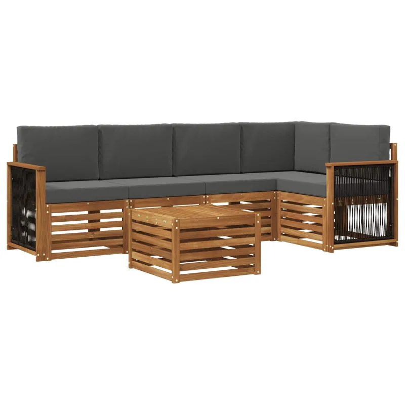 Sekcijos sofų komplektas 5 pcs Natūralus ir antracitas