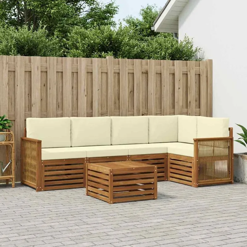 Sekcijos sofų komplektas 5 pcs Natūralus ir grietinėlė