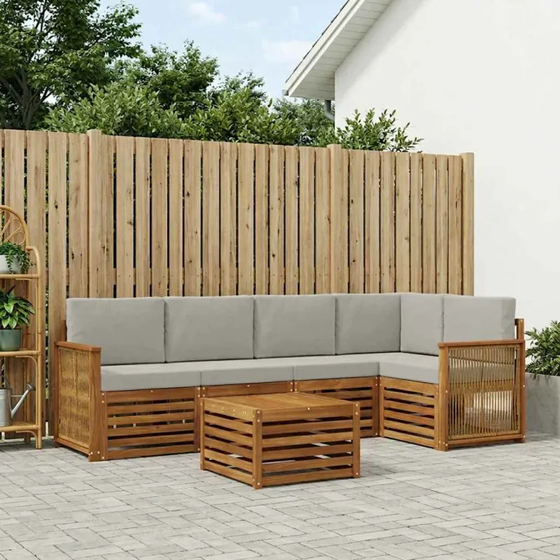 Sekcijos sofų komplektas 5 pcs Natūrali ir šviesiai pilka