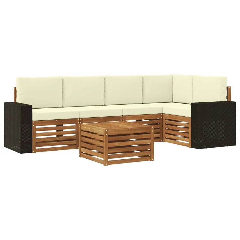 Sekcijos sofų komplektas 6 pcs Natūralus ir grietinėlė