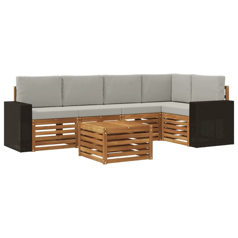 Sekcijos sofų komplektas 6 pcs Natūrali ir šviesiai pilka