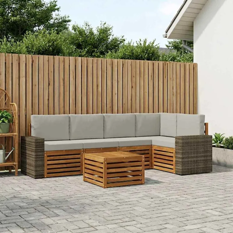 Sekcijos sofų komplektas 6 pcs Natūrali ir šviesiai pilka