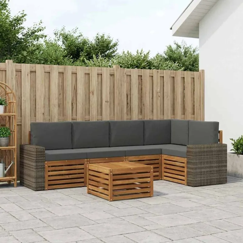 Sekcijos sofų komplektas 6 pcs Natūralus ir antracitas
