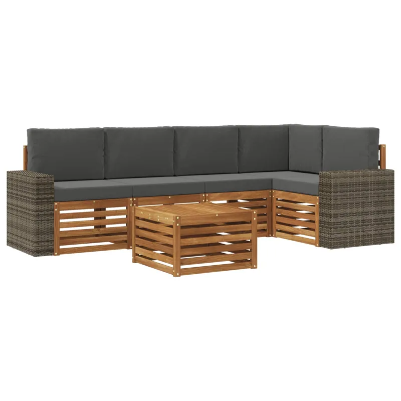 Sekcijos sofų komplektas 6 pcs Natūralus ir antracitas