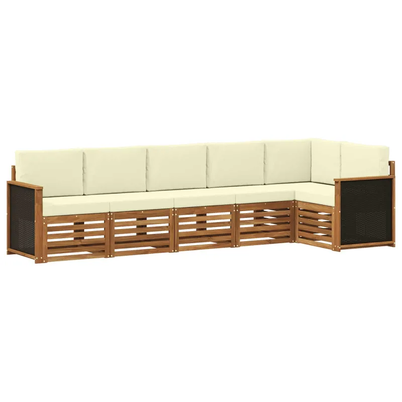 Sekcijos sofų komplektas 5 pcs Natūralus ir grietinėlė