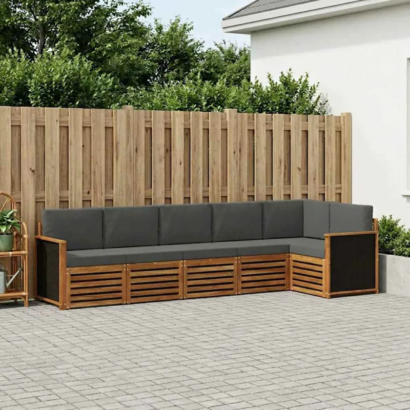 Sekcijos sofų komplektas 5 pcs Natūralus ir antracitas