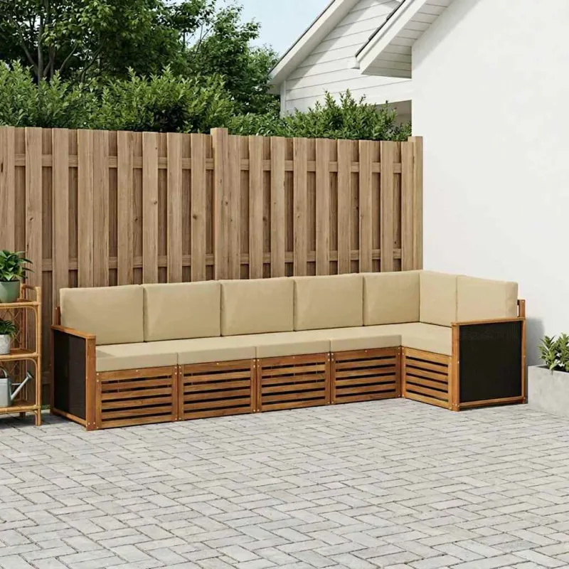 Sekcijos sofų komplektas su pagalve 5 pcs Natūrali