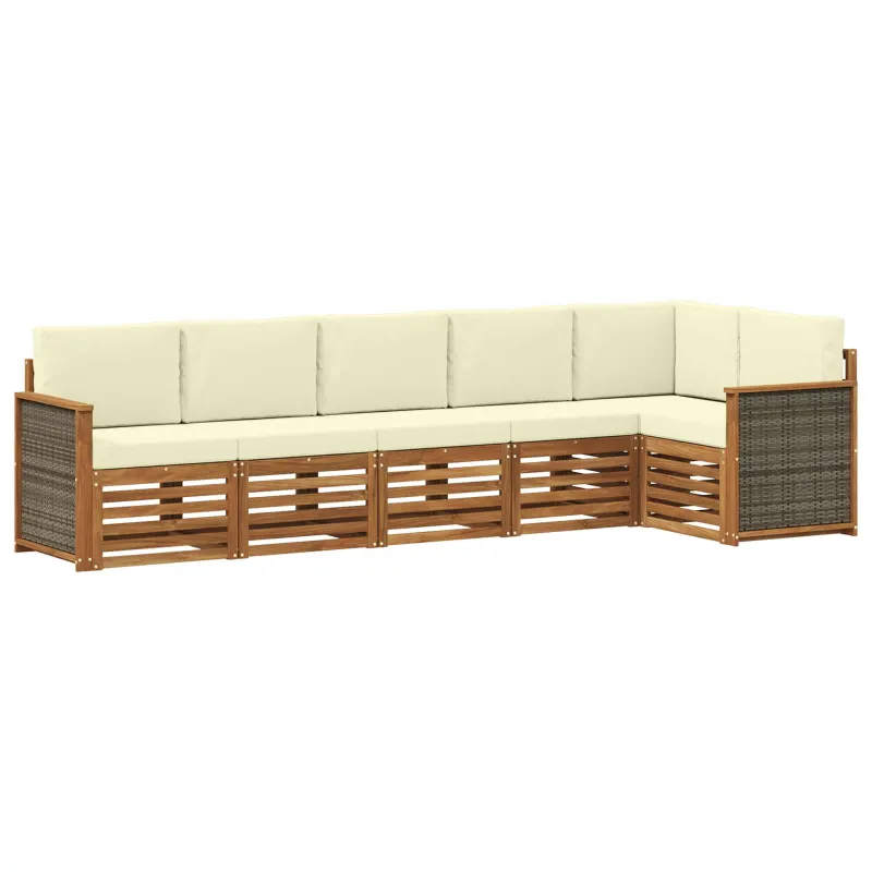 Sekcijos sofų komplektas 5 pcs Natūralus ir grietinėlė