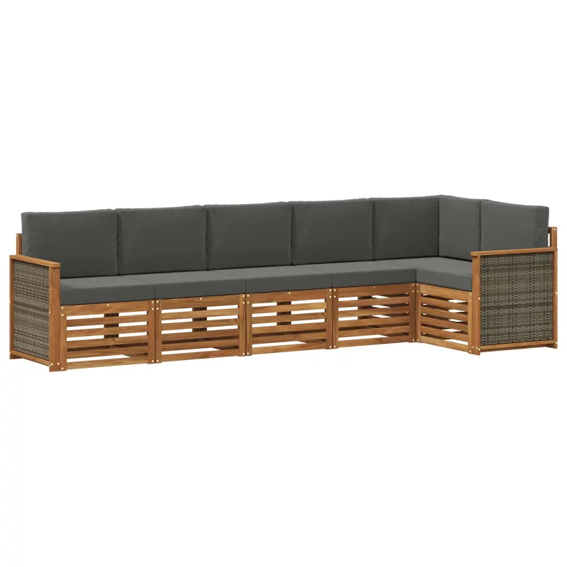 Sekcijos sofų komplektas 5 pcs Natūralus ir antracitas