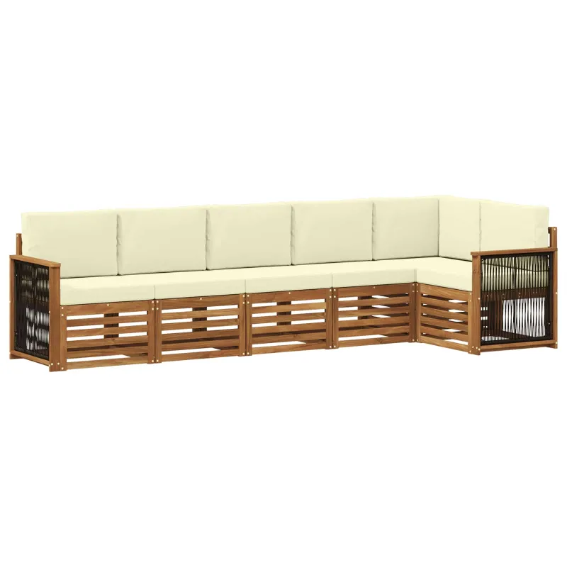 Sekcijos sofų komplektas 5 pcs Natūralus ir grietinėlė