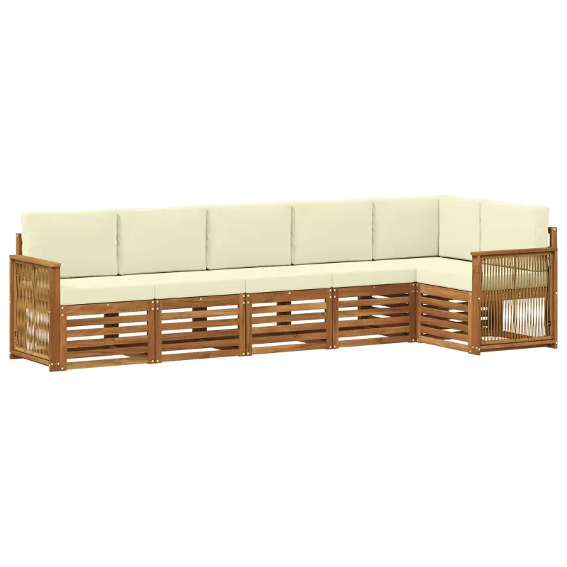 Sekcijos sofų komplektas 5 pcs Natūralus ir grietinėlė